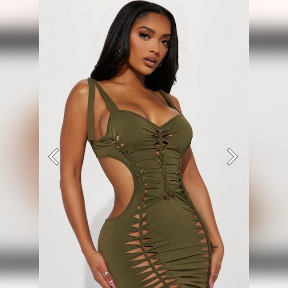 NWT Fashion Nova Maxi Dress, Olive, Small - Picture 1 of 3